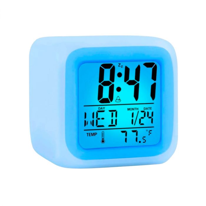 GOLOZA Reloj despertador digital para dormitorios, reloj digital con diseño  curvo moderno, números LED azules llamativos, 5 niveles de brillo+apagado